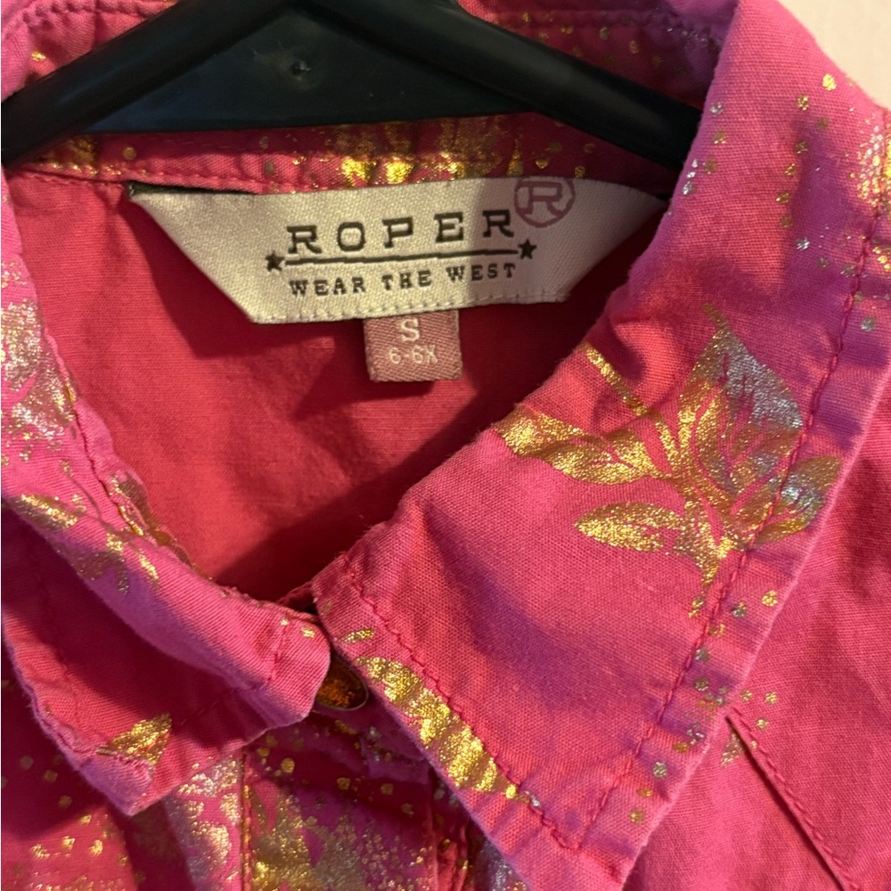 Roper Pink and Gold Kids Western Shirt - Picture 4 of 4